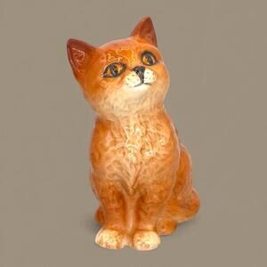 Beswick Ginger Cat Figurine Sitting Lucky Kitten Made in Englan